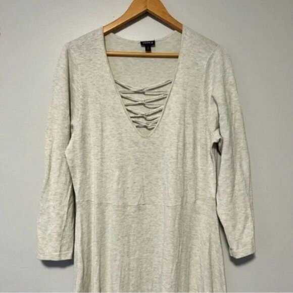 Torrid oatmeal knitted sweater skater dress cross front neckline plus size 2X - Picture 8 of 11